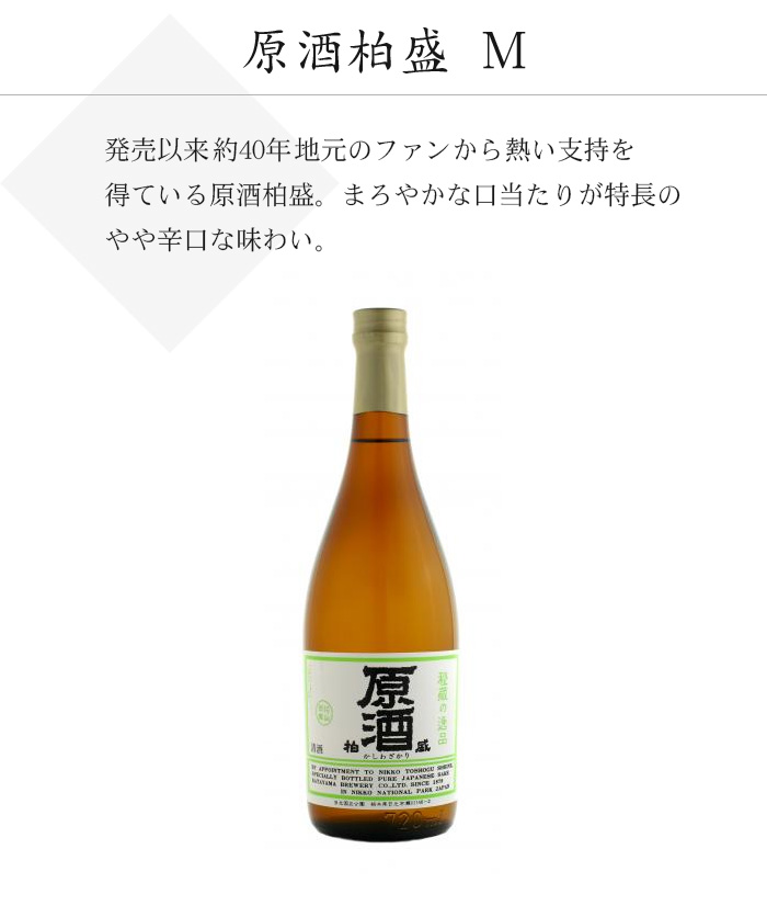発売以来約30年地元のファンから熱い支持を得ている原酒柏盛　M